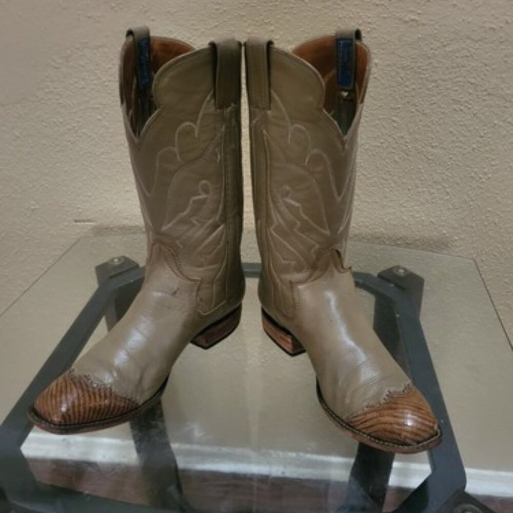 Sanders Women's Brown Lizard Skin Cowboy Boots